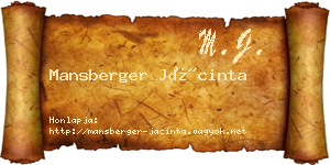 Mansberger Jácinta névjegykártya